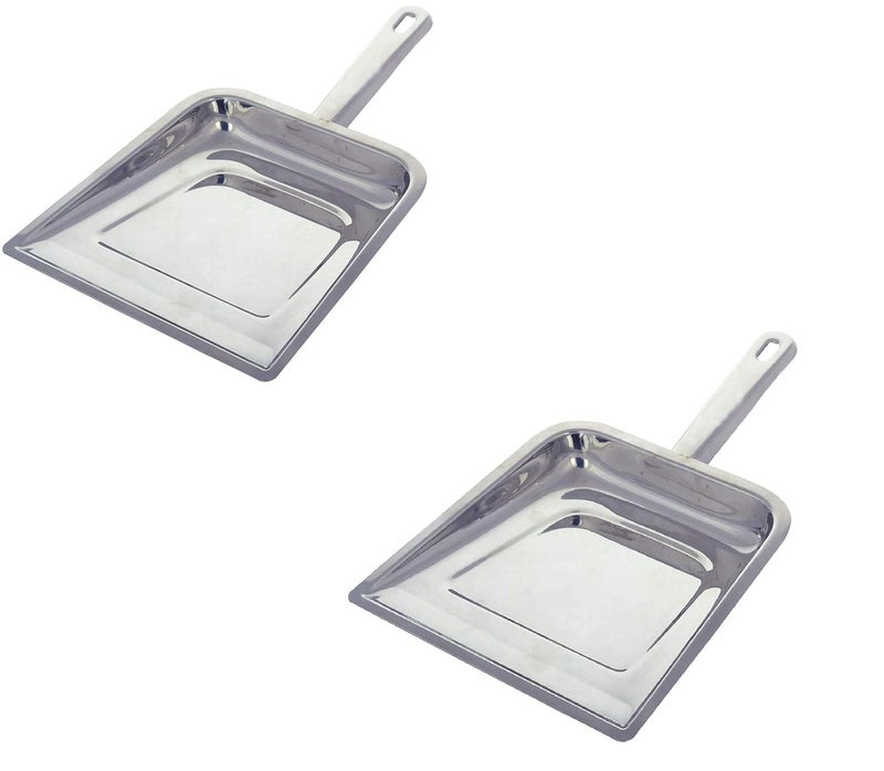 CR18 COLLECTION Dustpan for Home Cleaning Floor Brooming Dustpan Small Handel Stainless Steel Pack of 2