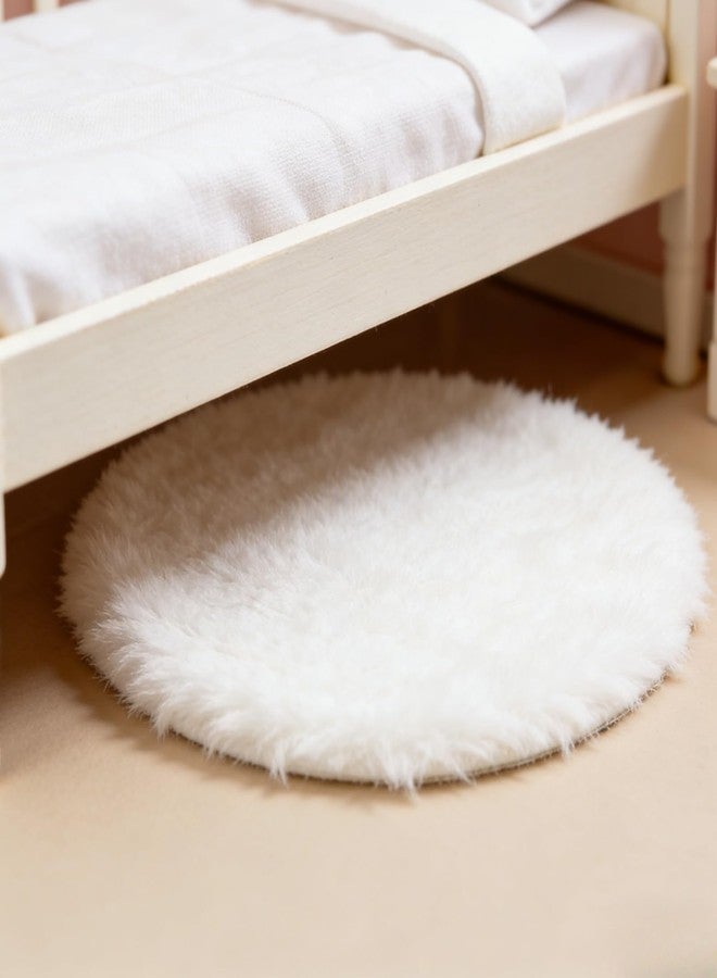 Essivox Round Dollhouse Mini Carpet, White Fluffy Rug, 4.33 Inch Diameter, Lightweight Decor for 1/12, 1/8, 1/6 Scale Miniatures (Light Blue) - Image 3