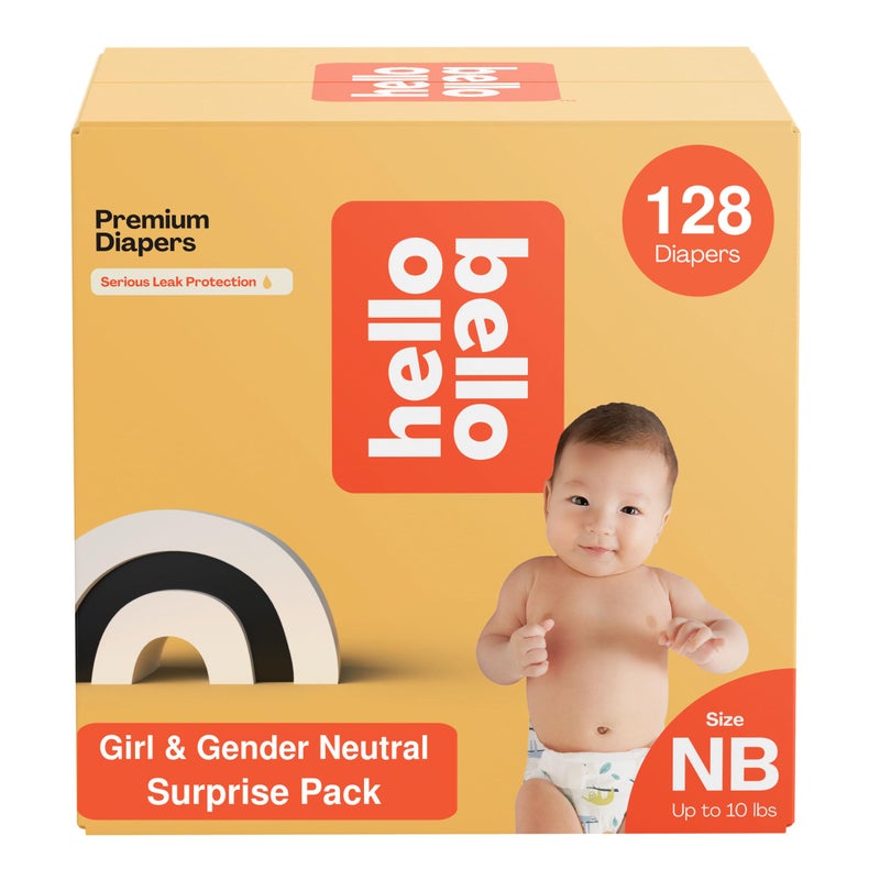 Hello Bello Premium Diapers, Size Newborn (NB, Up to 10 lbs) Surprise Pack for Girls, 128 Count, Hypoallergenic with Soft, Cloth-Like Feel, Assorted Girl and Gender Neutral Patterns - Image 2