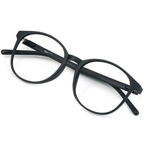 VisionGlobal Blue Light Blocking Glasses for Women/Men, Anti Eyestrain, Computer Reading, Stylish Oval Frame, Anti Glare (Black, No Magnification) - Image 1