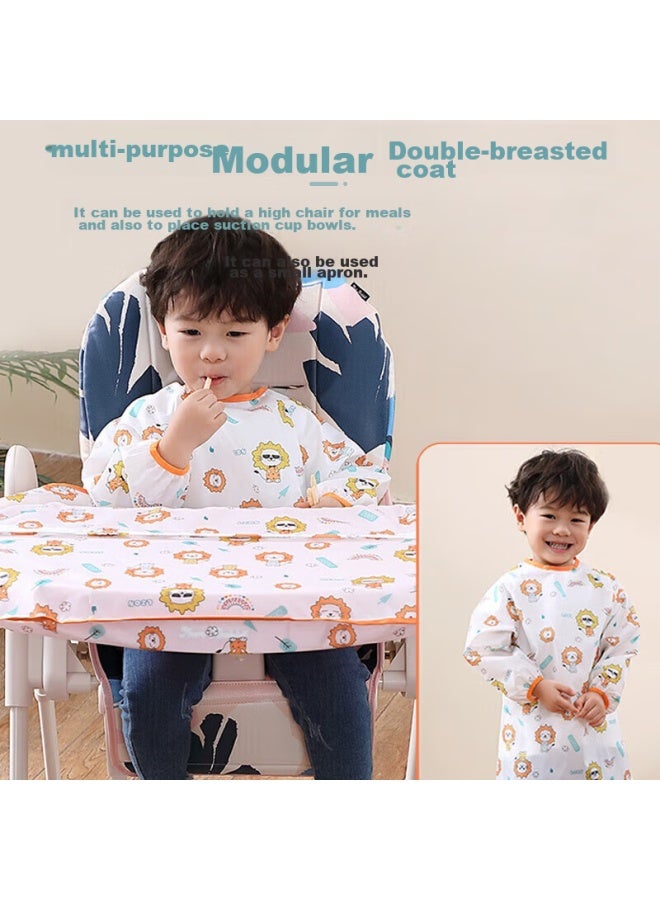 9i9 Baby Dining Cover, Integrated With High Chair, Waterproof, Detachable, Infant And Child Anti-dirt Bib, Long-sleeve A, A22 Lion - Image 1