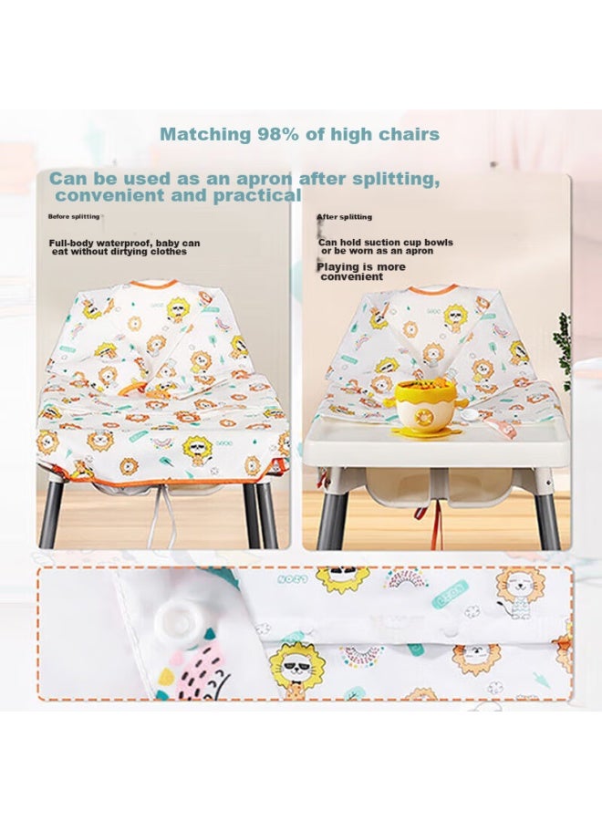 9i9 Baby Dining Cover, Integrated With High Chair, Waterproof, Detachable, Infant And Child Anti-dirt Bib, Long-sleeve A, A22 Lion - Image 2