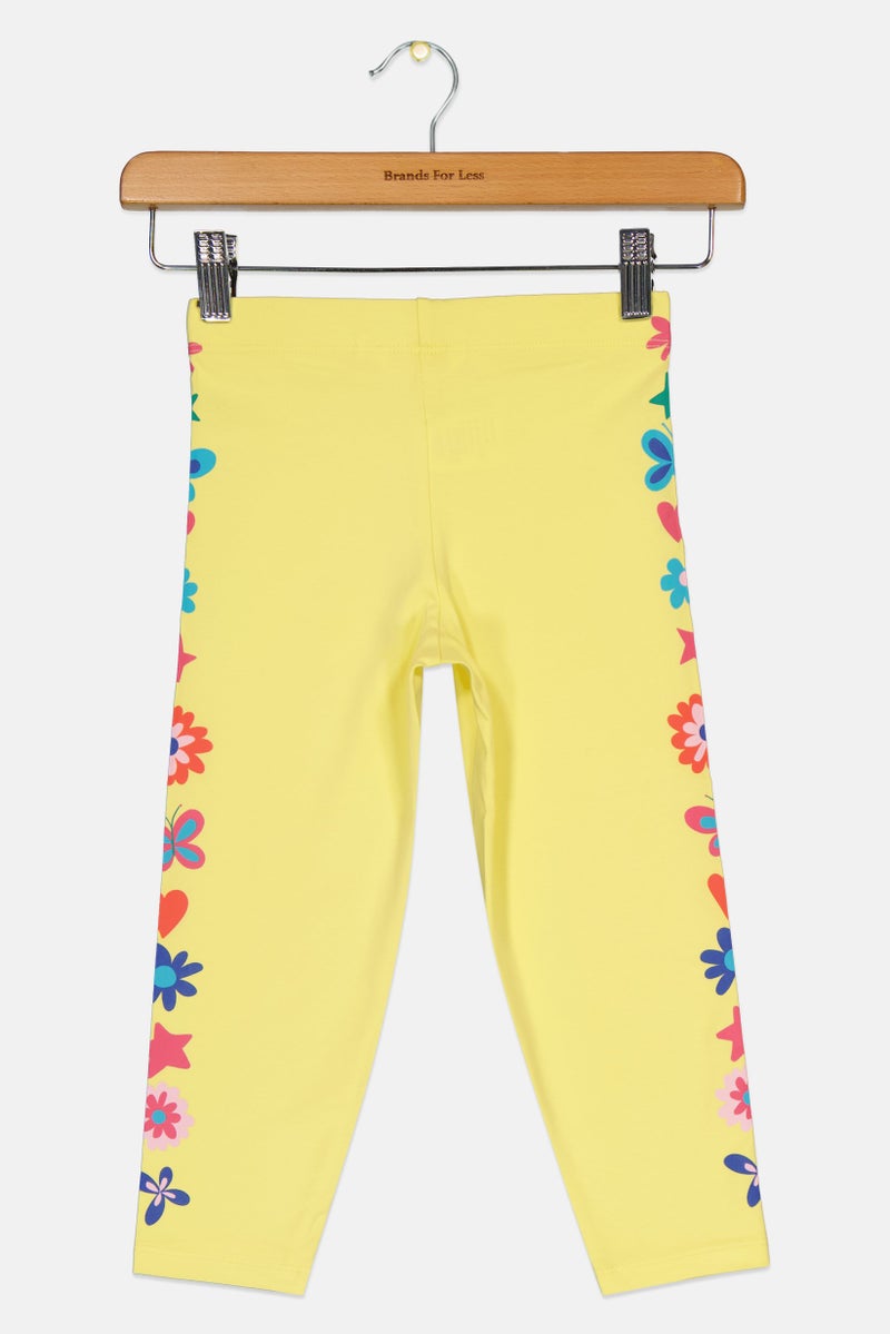 Hamleys سروال ليغينغ مزخرف بالأزهار للفتيات، أصفر - Image 3