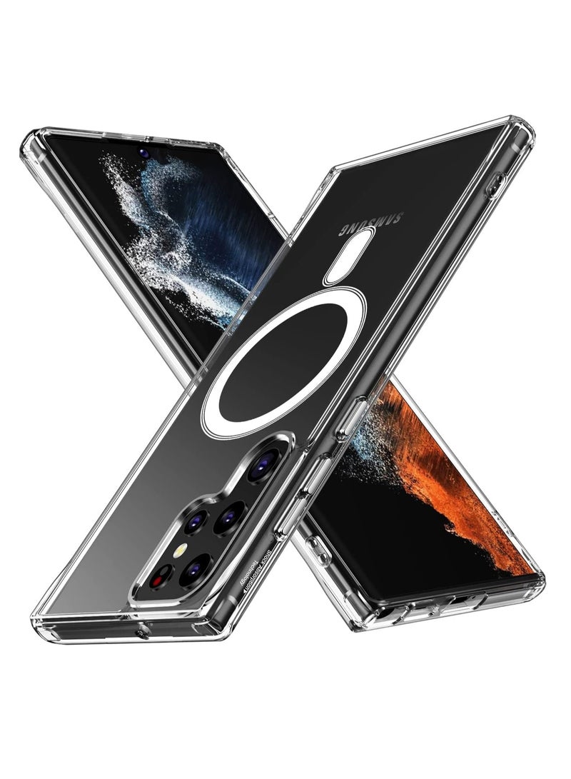 ten.tech Ten tech Magnetic Clear Case Designed for Samsung Galaxy S22 Ultra – Compatible with MagSafe Charger, Support Magnetic Car Mount Wireless Charging, Soft Press Buttons Scratch Resistant – ten tech - Image 1