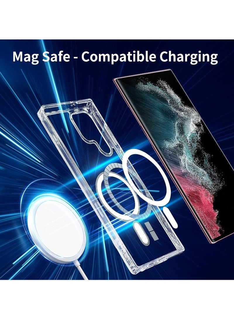 ten.tech Ten tech Magnetic Clear Case Designed for Samsung Galaxy S22 Ultra – Compatible with MagSafe Charger, Support Magnetic Car Mount Wireless Charging, Soft Press Buttons Scratch Resistant – ten tech - Image 2