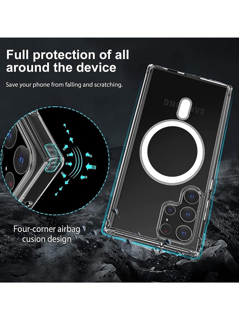 ten.tech Ten tech Magnetic Clear Case Designed for Samsung Galaxy S22 Ultra – Compatible with MagSafe Charger, Support Magnetic Car Mount Wireless Charging, Soft Press Buttons Scratch Resistant – ten tech - Image 3