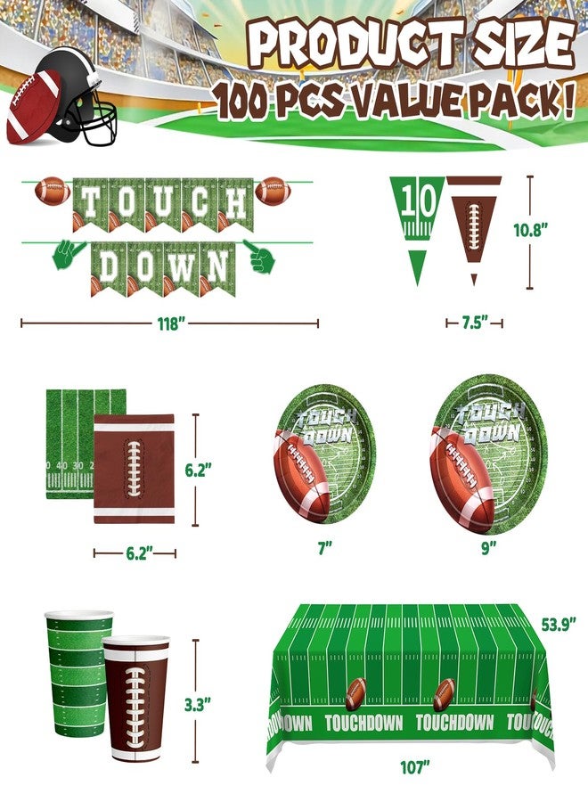 DMIGHT Football Party Decorations 2024, 100 Pcs Super Football Theme Party Supplies Set, Plate, Tablecloth, Cup, Napkin and Banner, Serve 24 - Image 3