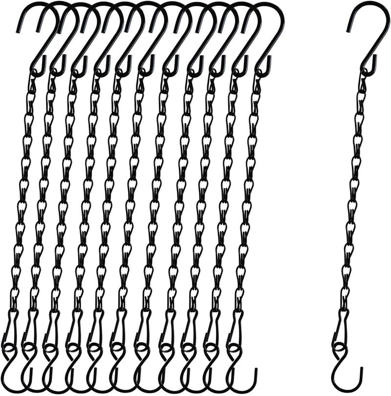 Sersberg Chain for Hanging Plants,11 Inch Black Hanging Chain, Small Hanging Basket Chain Kits with Hooks for Bird Feeder Hanging Basket Extender Porch Wind Chime (Black, 11 Inch-12PCS) - Image 1