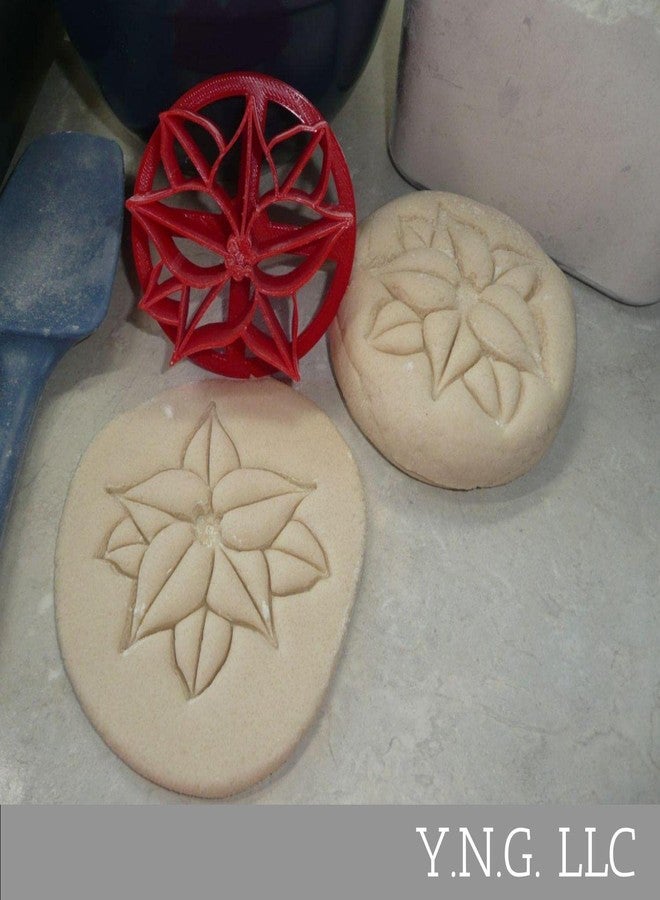YNGLLC POINSETTIA DESIGN PATTERN CONCHA CUTTER MEXICAN SWEET BREAD STAMP MADE IN USA PR4597, Red - Image 2
