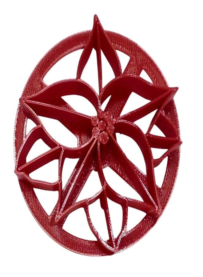 YNGLLC POINSETTIA DESIGN PATTERN CONCHA CUTTER MEXICAN SWEET BREAD STAMP MADE IN USA PR4597, Red - Image 1
