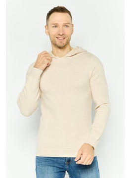 Threadbare Men Plain Long Sleeves Hoodies, Beige  - Image 1