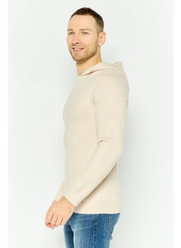 Threadbare Men Plain Long Sleeves Hoodies, Beige  - Image 2