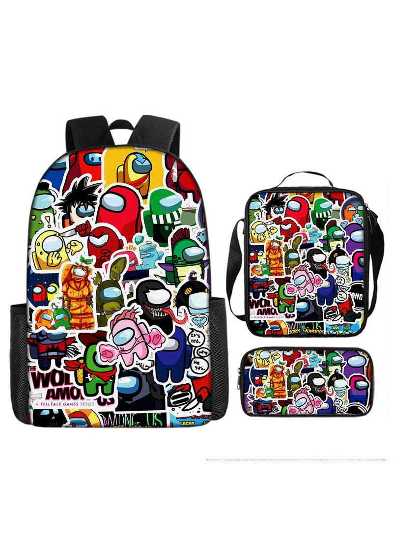 Among Us Backpack For Primary And Secondary School Students Three-Piece Set 29*16*42cm