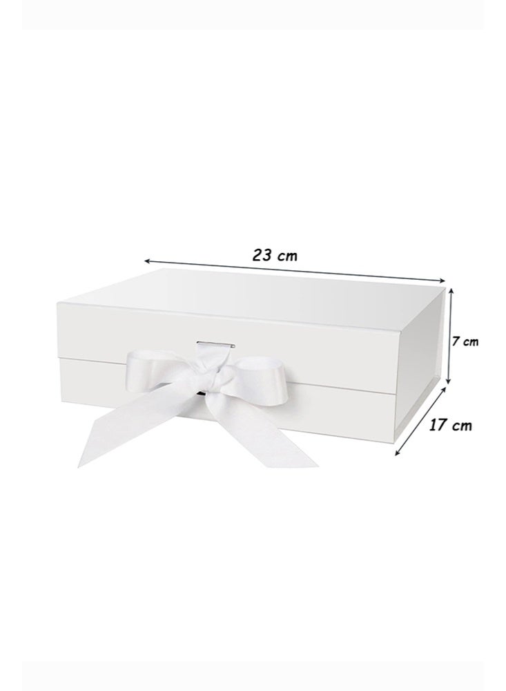 Gift Box, White Small Gift Box with Ribbon, Folding Gift Boxes for Presents With Lid, Suitable for Festival, Birthday, Anniversary, etc 23x17x7cm - Image 2