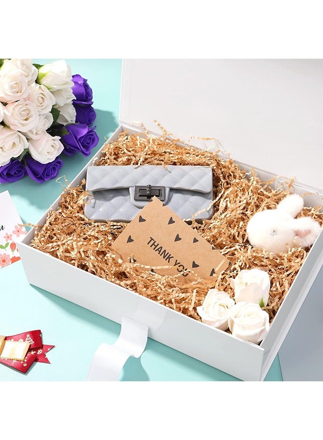 Gift Box, White Small Gift Box with Ribbon, Folding Gift Boxes for Presents With Lid, Suitable for Festival, Birthday, Anniversary, etc 23x17x7cm - Image 5