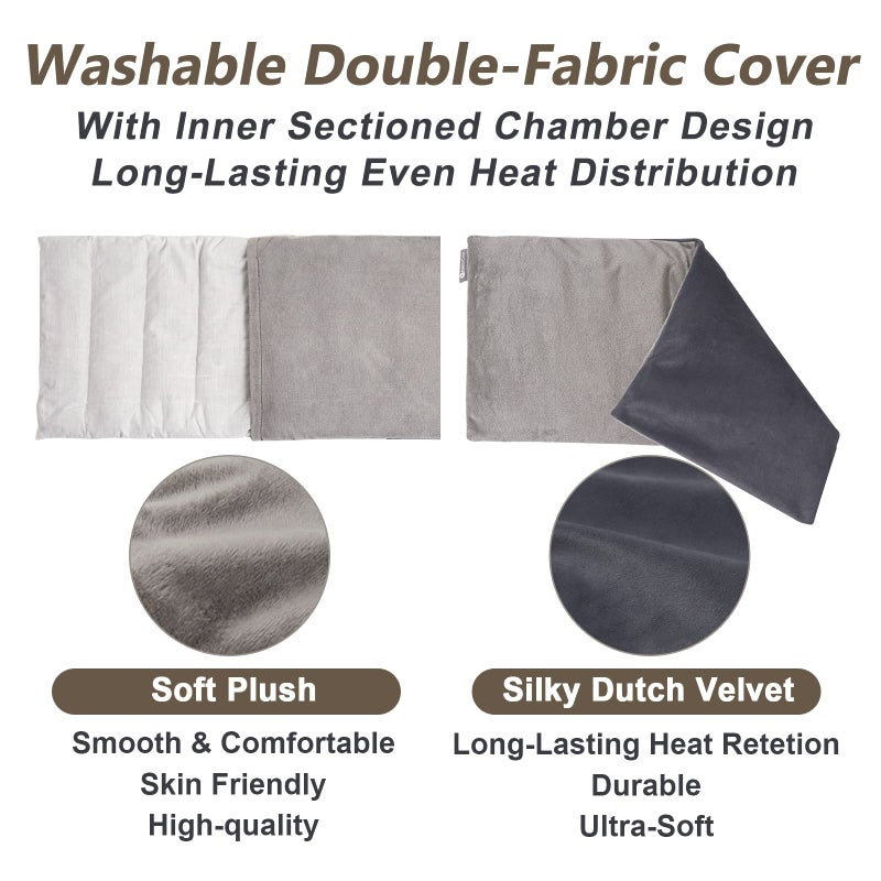 RelaxCoo Heating pad Microwavable with Washable Cover 6 * 12" Microwave Moist Heat Pad for Neck Shoulder, Cramps, Back Pain Relief, Warm Compress Rice Bean Bag Hot Pack for Muscles, Joints, Lavender - Image 3