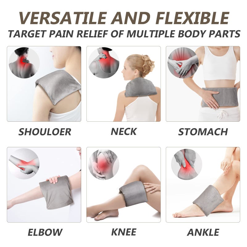 RelaxCoo Heating pad Microwavable with Washable Cover 6 * 12" Microwave Moist Heat Pad for Neck Shoulder, Cramps, Back Pain Relief, Warm Compress Rice Bean Bag Hot Pack for Muscles, Joints, Lavender - Image 4