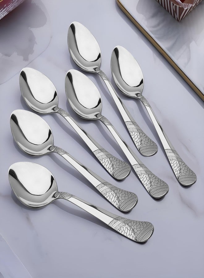 Parage 6 Pieces Stainless Steel Tea Spoons,13.5 cm Long, Premium Spoons Set for Home & Kitchen, Luxury Dinning Tableware Cutlery Set Gift for House Warming,6 Small Spoon, Silver Imperial Design - Image 1