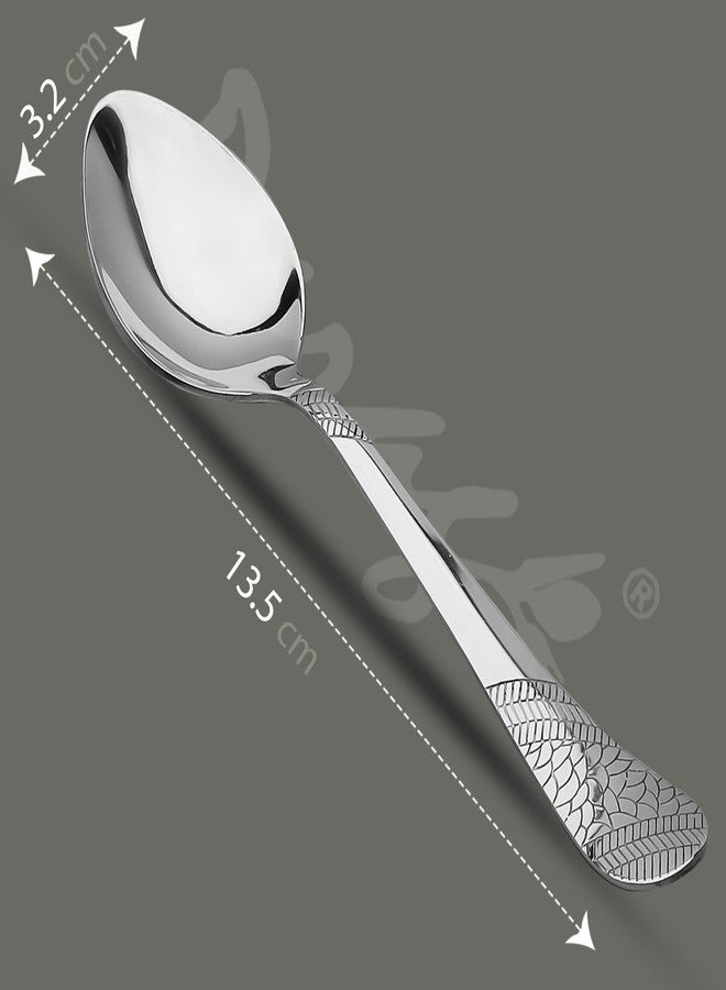 Parage 6 Pieces Stainless Steel Tea Spoons,13.5 cm Long, Premium Spoons Set for Home & Kitchen, Luxury Dinning Tableware Cutlery Set Gift for House Warming,6 Small Spoon, Silver Imperial Design - Image 2