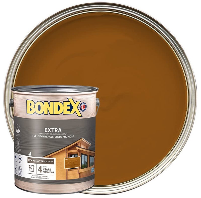 Bondex Extra Wood Stain - Oak – Suitable for Exerior Wood - Weather & UV Protection – Water Based – 4 Years Protection - 5L - Image 2