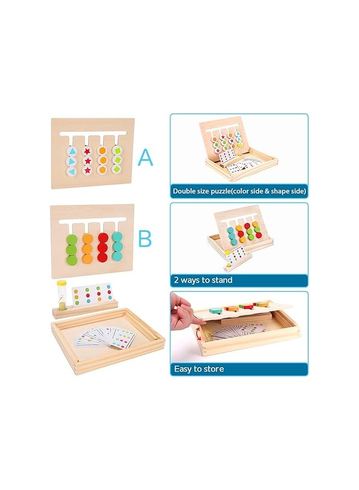 Betaoby Montessori Learning Toys Slide Puzzle Color & Shape Matching Brain Teasers Logic Game Preschool Educational Wooden Toys for Kids Boys Girls Age 3 4 5 6 7 Years Old Travel Toys Birthday Gifts for Kids - Image 5