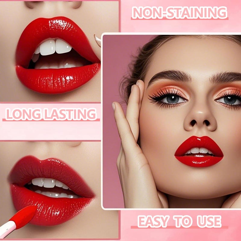 Eakroo 6 Colors Grapes Lip Tint Stain Set, Korean Lip Gloss Watery Lip Stain, Lipstick for Women, Lip Gloss for Girls, Blush for Cheeks, Non-Stick Cup, Waterproof, High Pigment, Lip Tint Makeup - Image 4