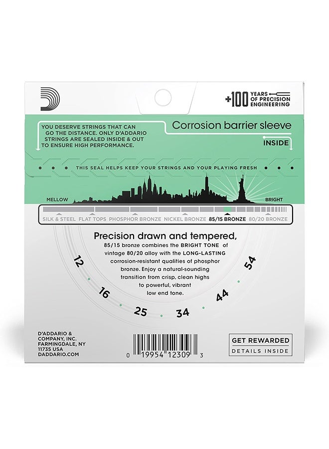د'اداريو أوتار الجيتار - أوتار الجيتار الصوتي - 85/15 برونز - لجيتار 6 أوتار - نغمة كاملة ومشرقة - EZ920 - متوسط خفيف، 12-54 - Image 3