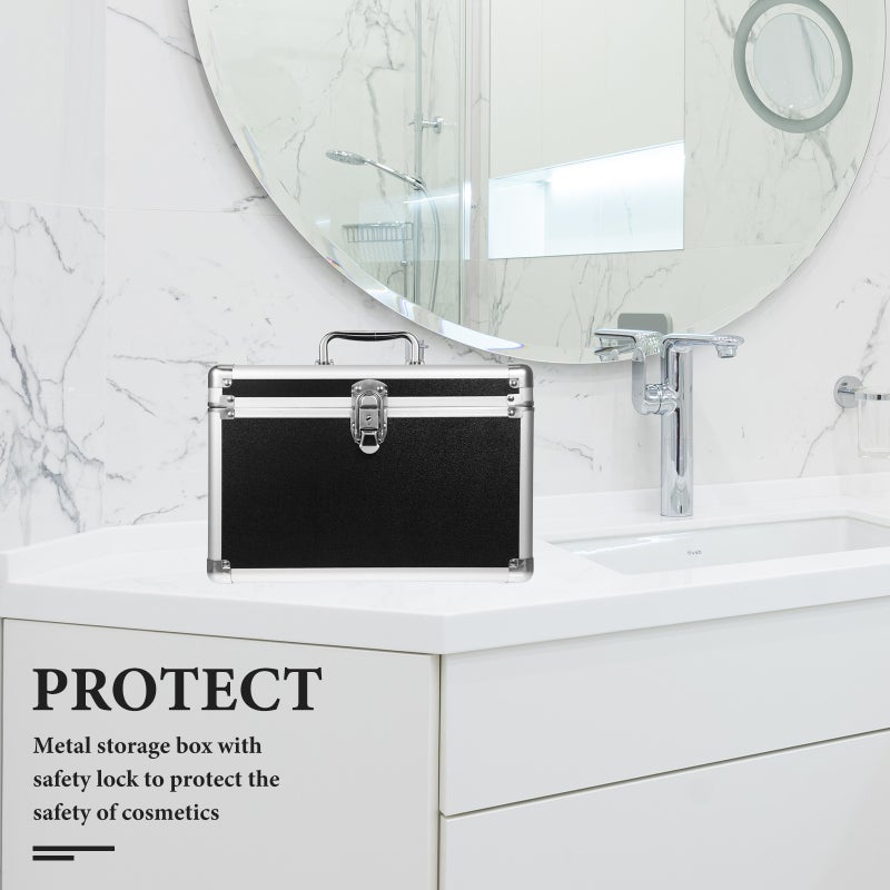 Large Capacity Makeup Box With Buckle Metal Storage Box Makeup Boxes Professional Makeup Travel Case Cosmetic Box Makeup - Image 4