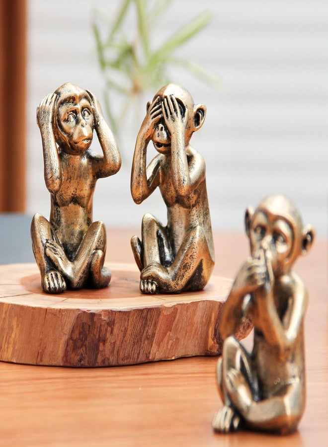Leekung 3 Wise Monkeys Statue for Home Decor Accents,Hear no Evil See no Evil Speak no Evil Figurine for Living Room Boho Desk Gold Modern Table Decor,Monkey Gift Shelf Decor Accents Antique Bronze - Image 5