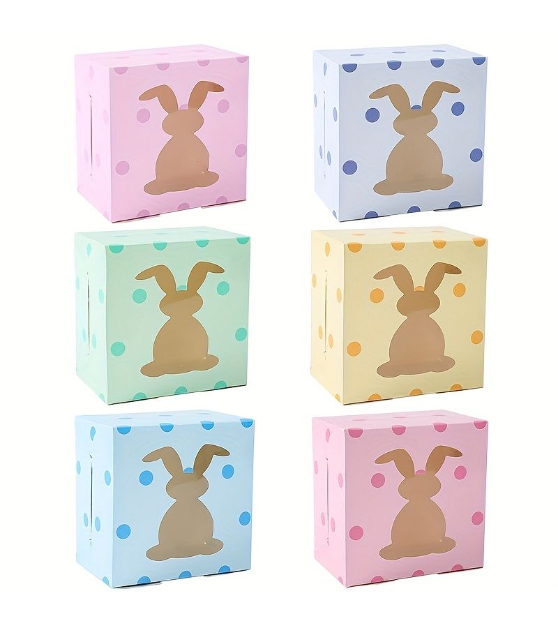 Easter Bunny Window Gift Boxes 12pcs With Rabbit Cutouts For Egg Hunt Party Decorations Candy Boxes And Spring Table Favors - Image 2