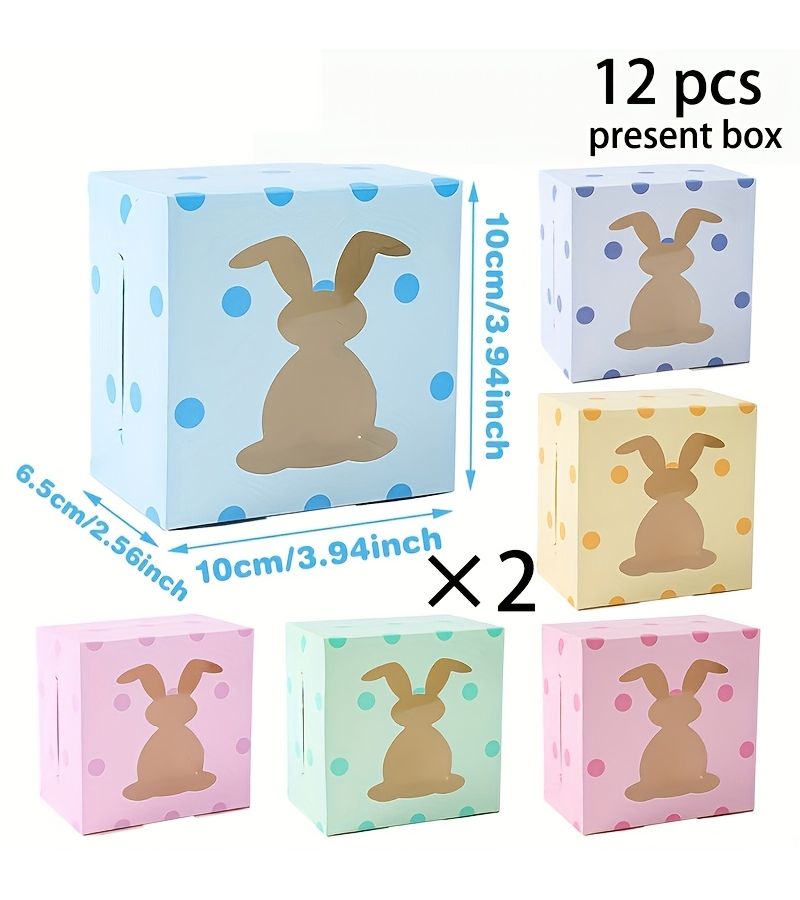 Easter Bunny Window Gift Boxes 12pcs With Rabbit Cutouts For Egg Hunt Party Decorations Candy Boxes And Spring Table Favors - Image 3