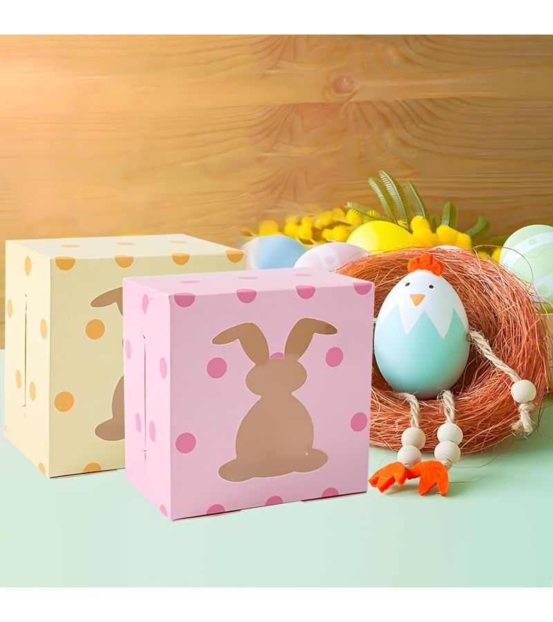 Easter Bunny Window Gift Boxes 12pcs With Rabbit Cutouts For Egg Hunt Party Decorations Candy Boxes And Spring Table Favors - Image 1