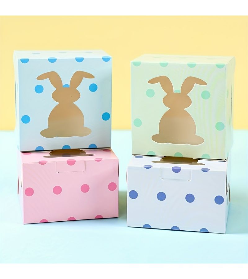 Easter Bunny Window Gift Boxes 12pcs With Rabbit Cutouts For Egg Hunt Party Decorations Candy Boxes And Spring Table Favors - Image 5