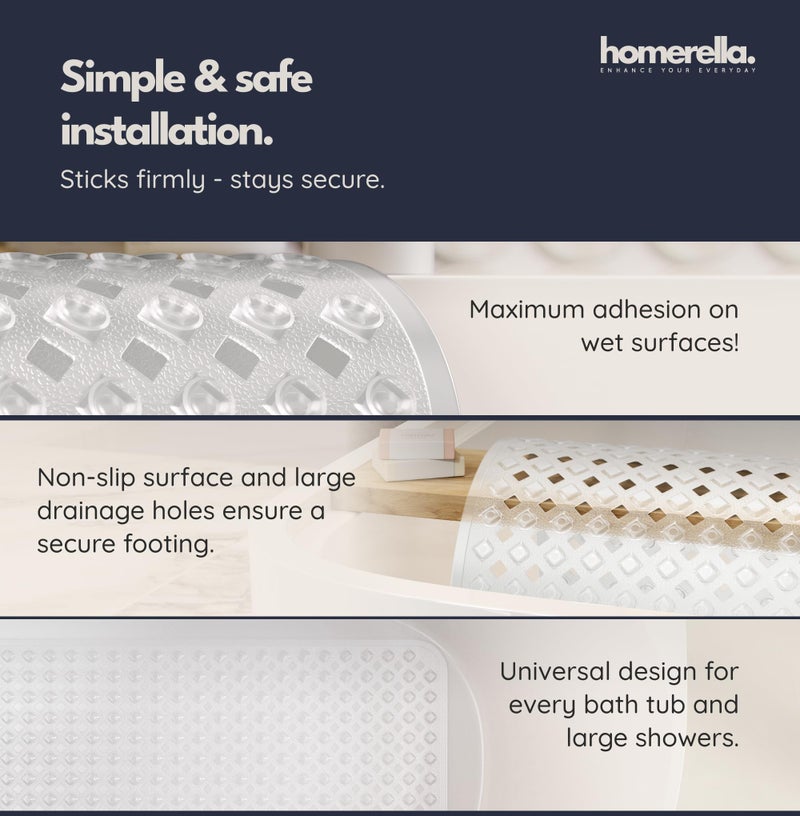 Homerella Bathtub Mat Non Slip 35x16 - homerellaÂ® Bath Mat Incl. Hooks for Drying, Extra Long, 100% BPA Free, Shower Mat Non Slip Anti Mold, Machine Washable, Shower Mats for Inside Shower Mildew Resistant - Image 4