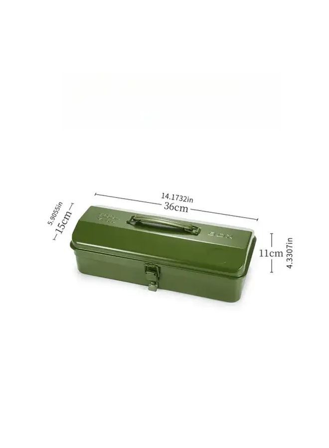 Army Green Portable Metal Camping Toolbox with Hand Guard Outdoor Storage Organizer - Image 1