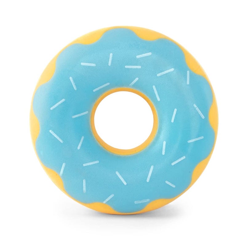 ZippyPaws ZippyTuff Dog Chew Toy Durable Rubber Chew Ring Toy Puppy Teething Toys Tough Squeaky Toys for Small Medium Large Dogs Flexible TPR Material Blueberry Donut - Image 2
