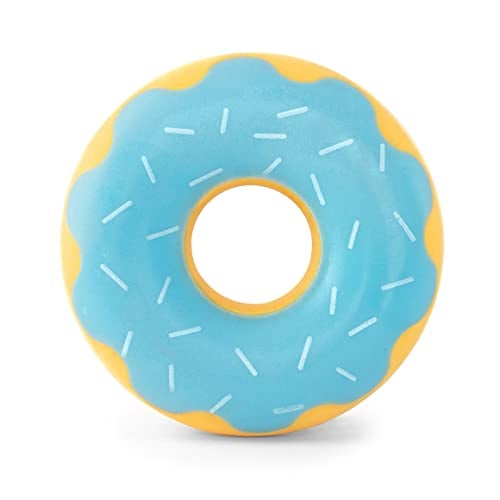 ZippyPaws ZippyTuff Dog Chew Toy Durable Rubber Chew Ring Toy Puppy Teething Toys Tough Squeaky Toys for Small Medium Large Dogs Flexible TPR Material Blueberry Donut - Image 1