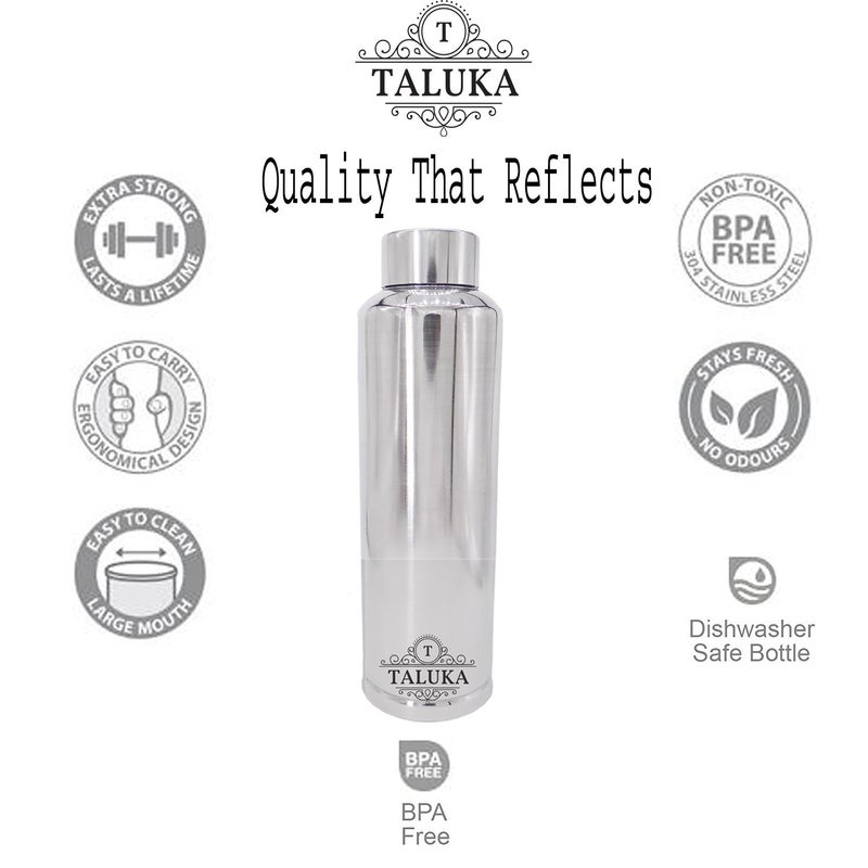 Taluka Stainless Steel Hold Cold Water Bottle 1000 Ml 10 X 28 Silver 3 Piece - Image 5