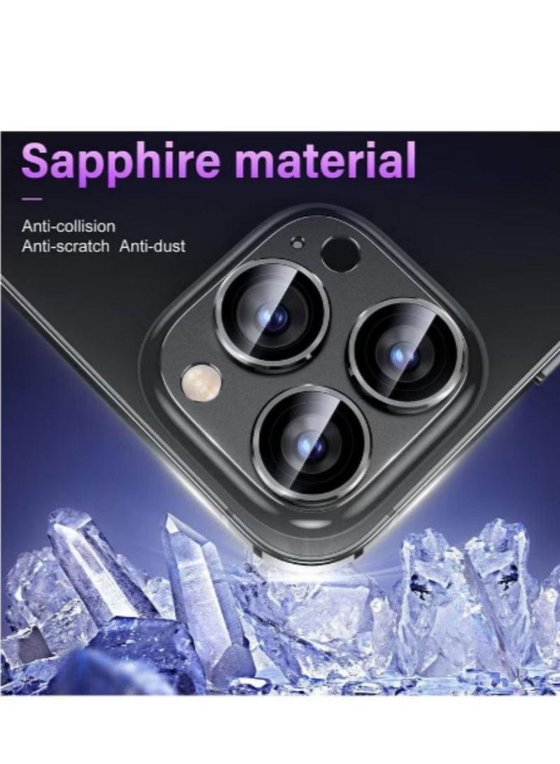 For iPhone 14 Pro/iPhone 14 Pro Max Camera Lens Protector 9H Tempered Glass Camera Cover Screen Metal Ring Case Friendly Scratch Resistant Easy to Install - Black  - Image 4