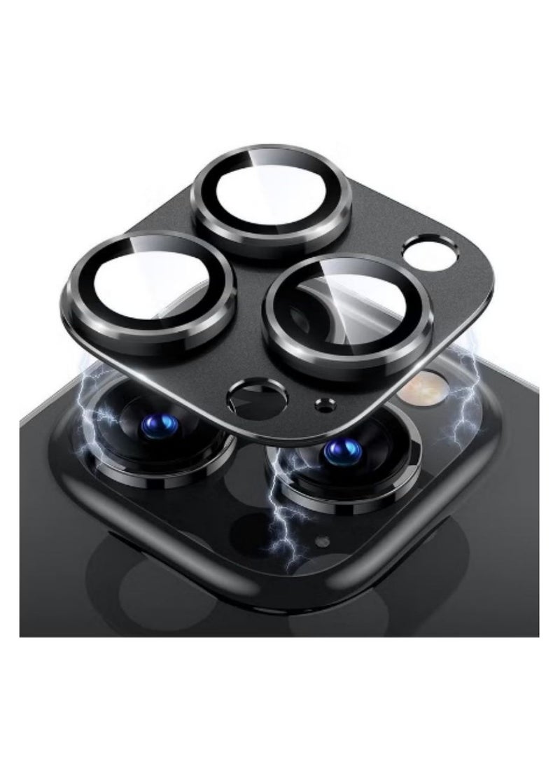 For iPhone 14 Pro/iPhone 14 Pro Max Camera Lens Protector 9H Tempered Glass Camera Cover Screen Metal Ring Case Friendly Scratch Resistant Easy to Install - Black  - Image 1
