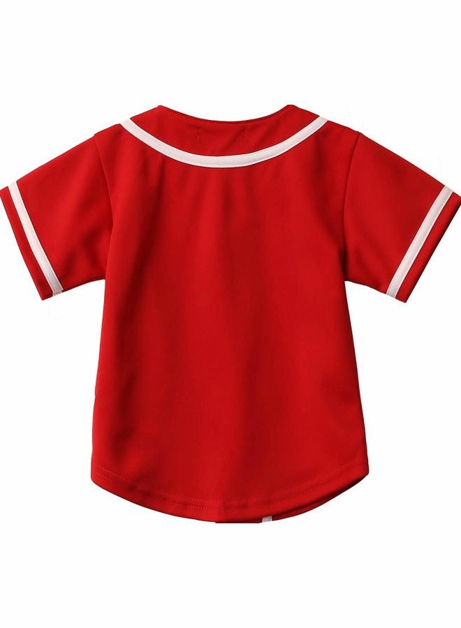 Hat and Beyond Kids Baseball Button Down Jersey (12M, 05up01_red/White), 05up01_red/White, 12 - Image 3