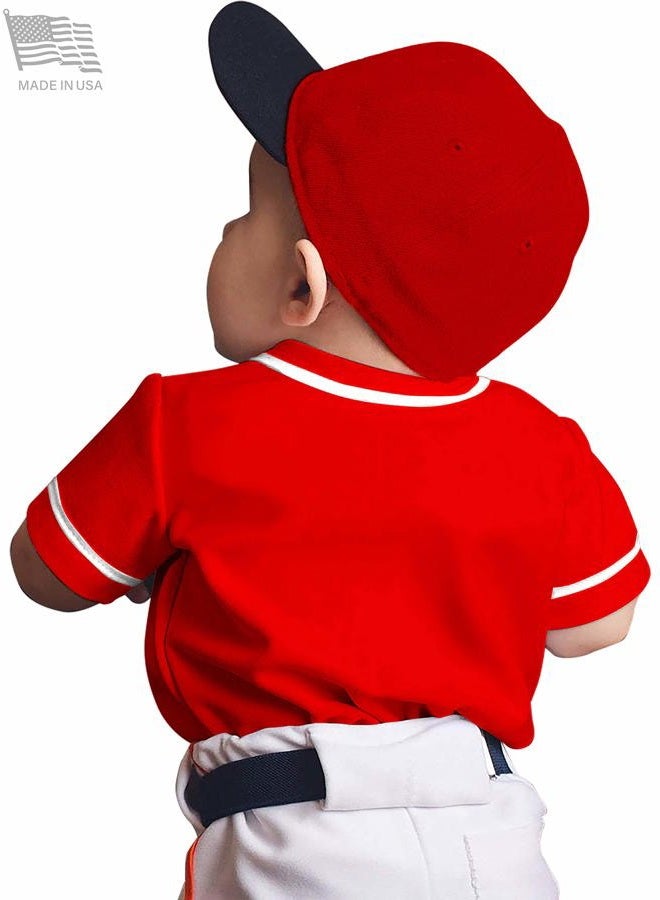 Hat and Beyond Kids Baseball Button Down Jersey (12M, 05up01_red/White), 05up01_red/White, 12 - Image 4