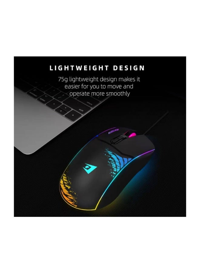 جيرتك ماوس الألعاب XP14 RGB – مستشعر بصري بدقة 3600-4800 نقطة في البوصة (DPI)، معدل استجابة 1000 هرتز، ماوس ألعاب سلكي بمنفذ USB، إضاءة RGB Chroma بـ 16.8 مليون لون، 7 أزرار قابلة للبرمجة، كابل مضفر، تصميم مريح يناسب اليدين (لليمين واليسار)، عمر افتراضي يصل إلى 80 مليون نقرة، ماوس مخصص لألعاب FPS وMMO والرياضات الإلكترونية على أجهزة الكمبيوتر بنظام Windows. - Image 4