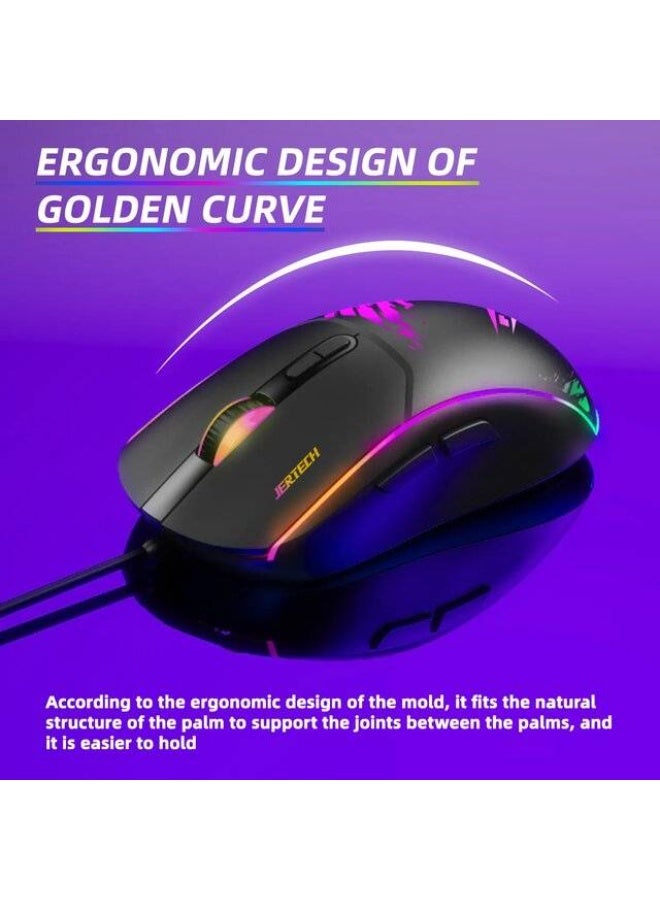 جيرتك ماوس الألعاب XP14 RGB – مستشعر بصري بدقة 3600-4800 نقطة في البوصة (DPI)، معدل استجابة 1000 هرتز، ماوس ألعاب سلكي بمنفذ USB، إضاءة RGB Chroma بـ 16.8 مليون لون، 7 أزرار قابلة للبرمجة، كابل مضفر، تصميم مريح يناسب اليدين (لليمين واليسار)، عمر افتراضي يصل إلى 80 مليون نقرة، ماوس مخصص لألعاب FPS وMMO والرياضات الإلكترونية على أجهزة الكمبيوتر بنظام Windows. - Image 2