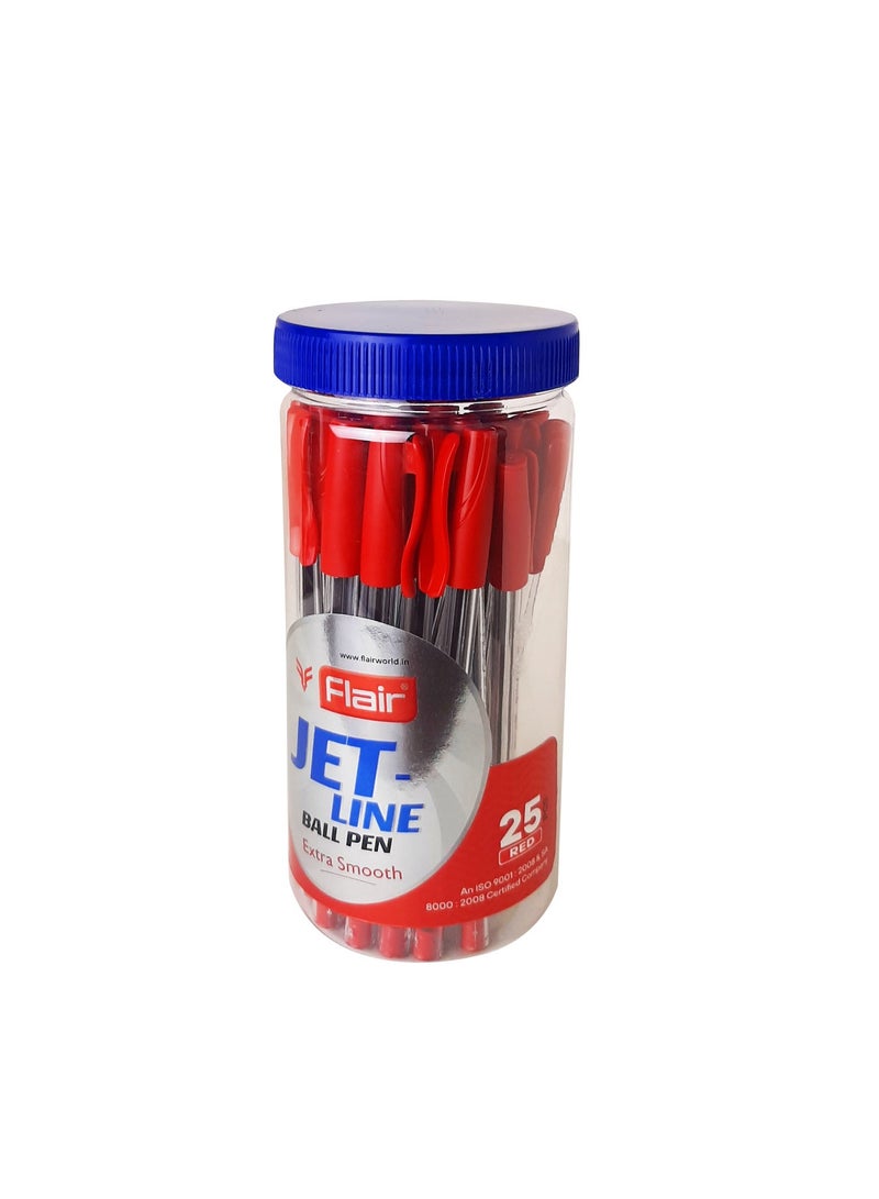 Flair مجموعة أقلام حبر جاف جيت لاين مكونة من 25 قطعة، باللون الأحمر - Image 1
