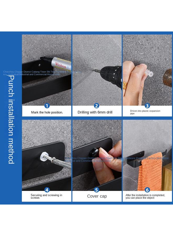 Bluejw In Stock Stainless Steel Towel Bar Bathroom Nail-free Wall Hanging Towel Bar Bathroom Tissue Holder Paper Rack Kitchen Rack - Image 5