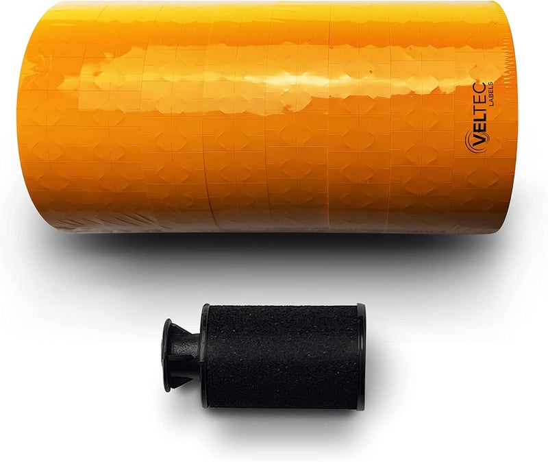Veltec Orange Labels for Monarch 1131 One-Line Price Gun – 1 Sleeve, 20,000 Labels, Pricemarking with Security Slits and Free Ink Roller - Image 2