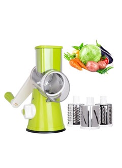 Handheld Rotary Cheese Grater and Manual Vegetable Cutter: Multipurpose Kitchen Tool with Secure Rubber Suction Base, Includes Three Detachable Stainless-Steel Blades, Durable, Easy to Clean - pzsku/Z77281823F3F6AC8C7DD8Z/45/_/1705478718/941687de-12df-4c8e-b288-361786e0a122