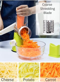 Handheld Rotary Cheese Grater and Manual Vegetable Cutter: Multipurpose Kitchen Tool with Secure Rubber Suction Base, Includes Three Detachable Stainless-Steel Blades, Durable, Easy to Clean - pzsku/Z77281823F3F6AC8C7DD8Z/45/_/1705478719/60eac529-b667-482e-9b75-1de5f5e10d66