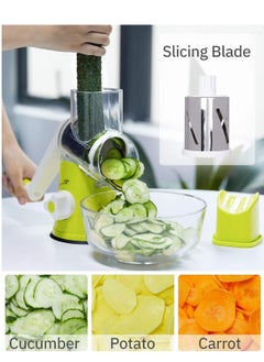 Handheld Rotary Cheese Grater and Manual Vegetable Cutter: Multipurpose Kitchen Tool with Secure Rubber Suction Base, Includes Three Detachable Stainless-Steel Blades, Durable, Easy to Clean - pzsku/Z77281823F3F6AC8C7DD8Z/45/_/1705478719/d8e50003-1adb-49dd-8563-ce635d6e65e6